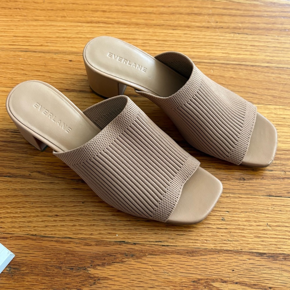 Everlane Knit Slide Heel Mules in Tan - size 6.5